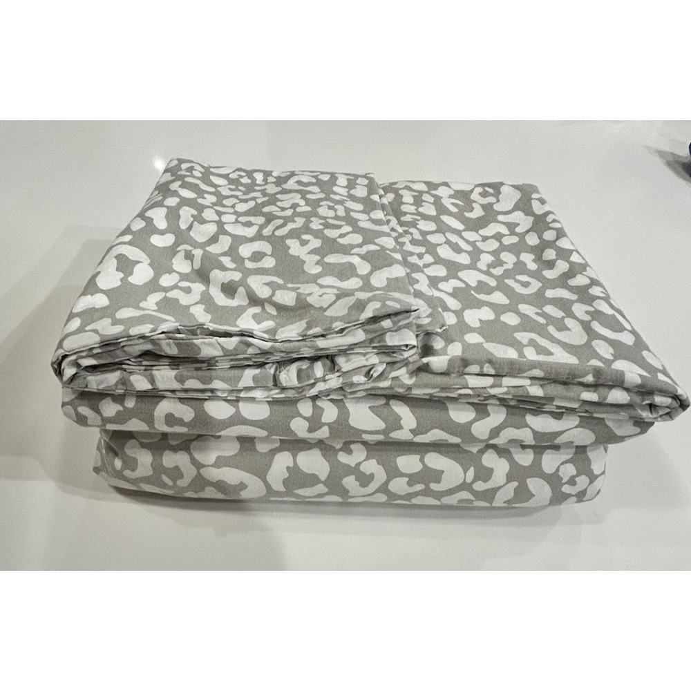 Pottery Barn Teen Leopard Cheetah Print Organic Cotton Bedding Set Taupe Full